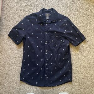H&M Dark Blue Palm Tree Print Men's Shirt